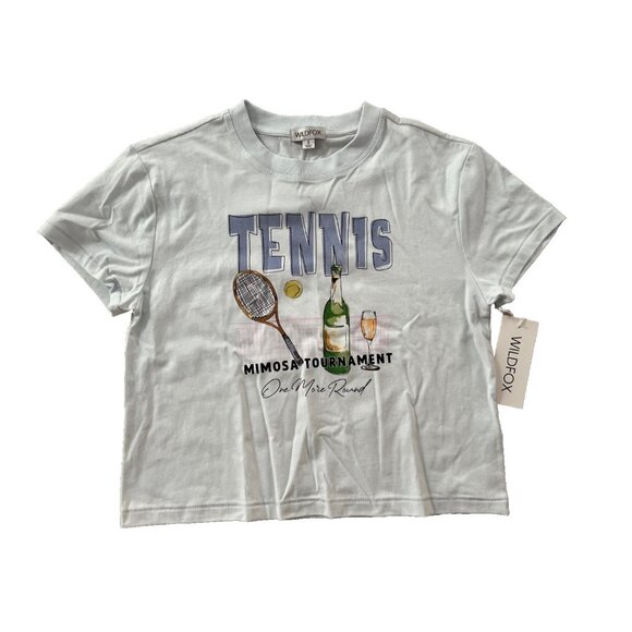 Wildfox Tennis Mimosa Tournament Jamie One More Round Tee Ice Melt ( S ) - Picture 1 of 2